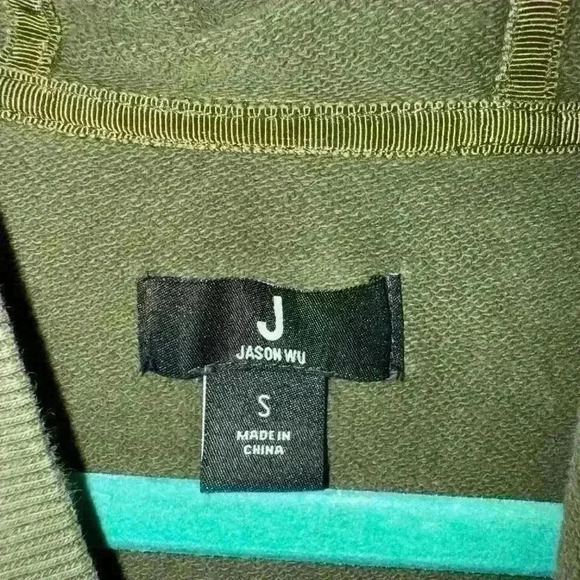 J Jason Wu Olive Green Black Lace Trim Distressed Hoodie Sweatshirt Size Small - Picture 3 of 9